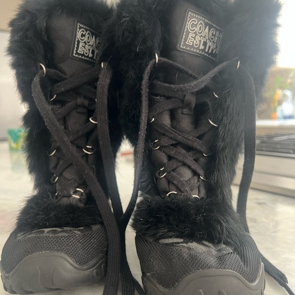 Rabbit fur lined coach booties. - Picture 2 of 7